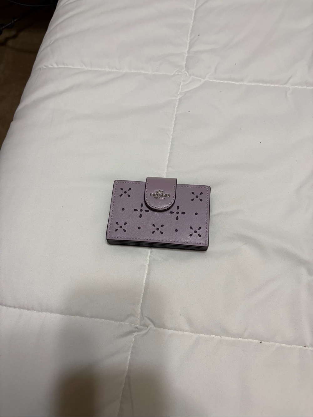 Coach Lavender Perforated Floral Card Holder
